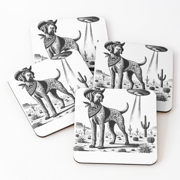 Item preview, Vintage Retro German Wirehaired Pointer UFO Western Country Wild West Dog Mom Dad designed and sold by Kimberley King Art  King Art.