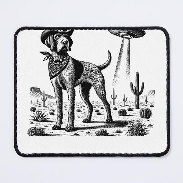 Item preview, Vintage Retro German Wirehaired Pointer UFO Western Country Wild West Dog Mom Dad designed and sold by Kimberley King Art King Art.