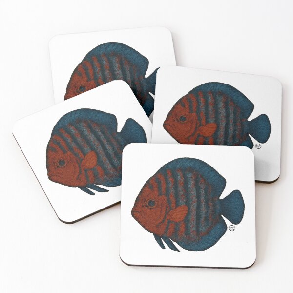 Item preview, Discus Fish - Chunky Style - Amazon Fish - Unimpressed Fish - Red Blue Stripes designed and sold by Kabuji Store.