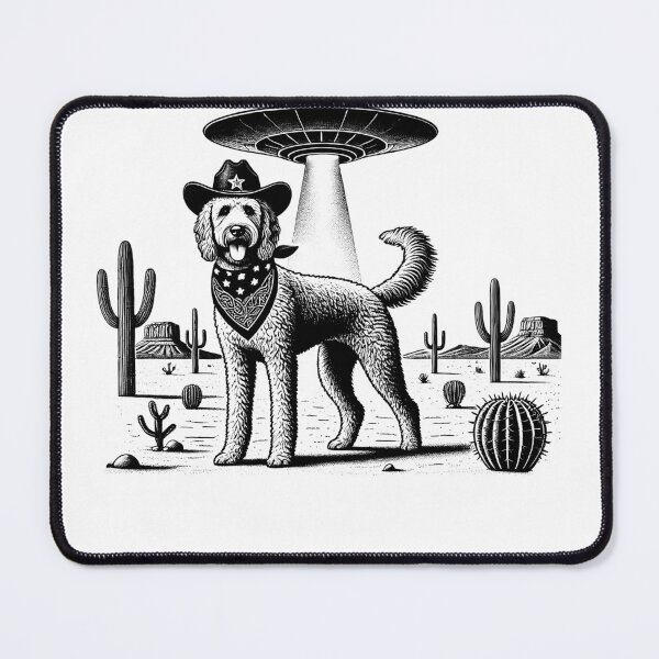 Item preview, Vintage Retro Goldendoodle UFO Western Country Wild West Dog Mom Dad designed and sold by Kimberley King Art  King Art.
