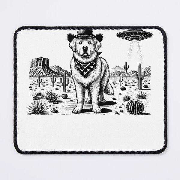 Item preview, Vintage Retro Great Pyrenees UFO Western Country Wild West Dog Mom Dad designed and sold by Kimberley King Art King Art.