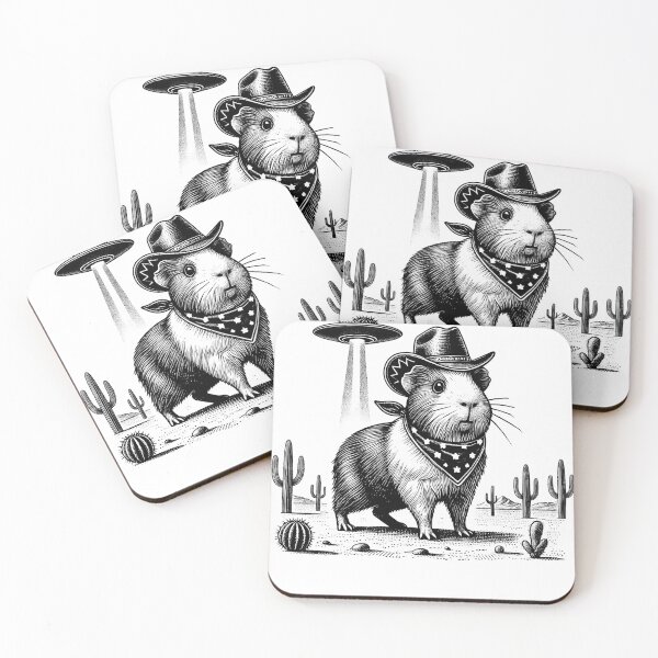 Item preview, Vintage Retro Guinea Pig UFO Western Country Wild West designed and sold by Kimberley King Art  King Art.