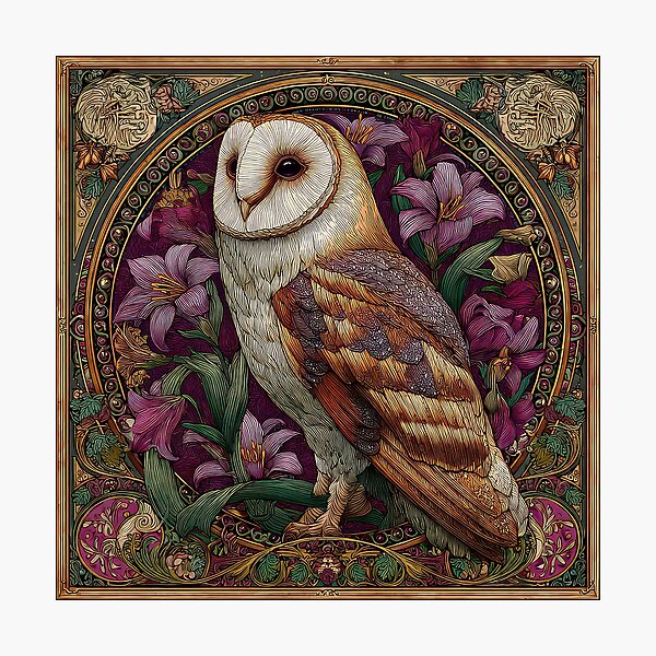 Aperçu de l'œuvre Chouette effraie Art Nouveau créée et vendue par thewandswant.