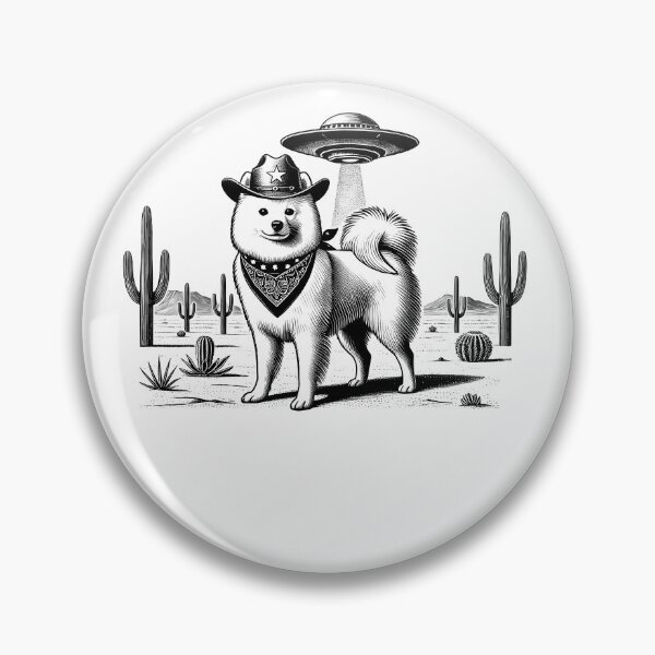 Item preview, Vintage Retro Japanese Spitz UFO Western Country Wild West Dog Mom Dad designed and sold by Kimberley King Art  King Art.