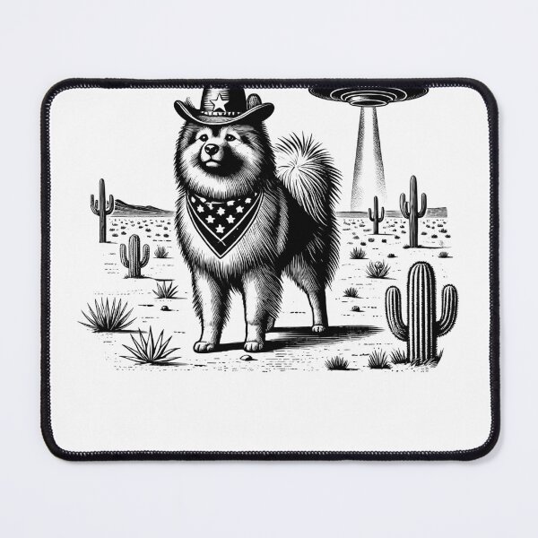 Item preview, Vintage Retro Keeshond UFO Western Country Wild West Dog Mom Dad designed and sold by Kimberley King Art King Art.