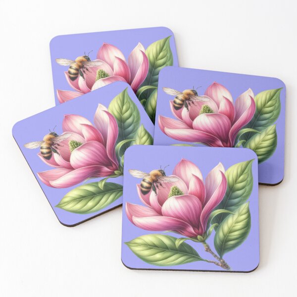 Item preview, Spring's First Kiss: Bee on a Pink Magnolia Blossom designed and sold by IraBum.