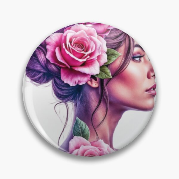 Item preview, Stylized Woman with Pink Roses and Purple Tones in Profile View designed and sold by Creative88Art.