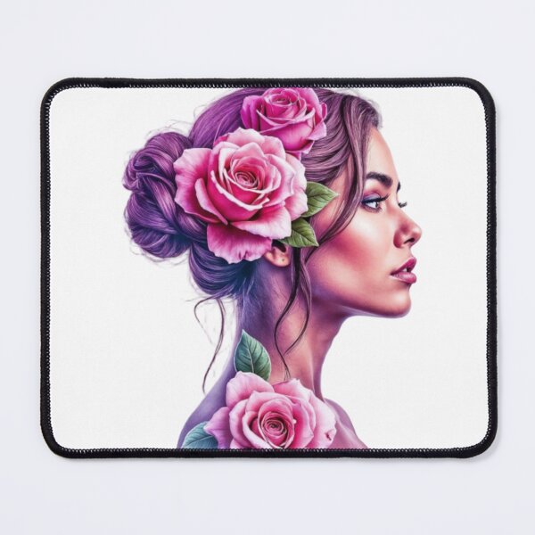 Item preview, Stylized Woman with Pink Roses and Purple Tones in Profile View designed and sold by Creative88Art.