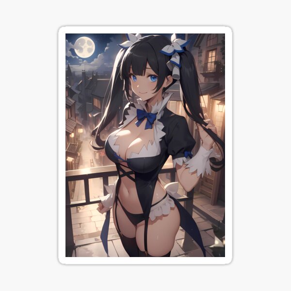 Item preview, Girl Hestia DanMachi Anime Nighttime Balcony Cityscape Moonlight Serenity designed and sold by mildaclairmo.