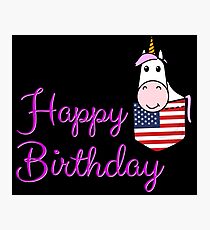Unicorn 'Birthday girl' children USA breast pocket Photographic Print