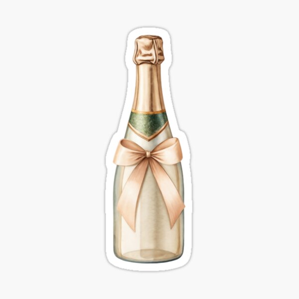 Item preview, Champagne Bottle with Gold Foil and Ribbon on Transparent Background designed and sold by Creative88Art.