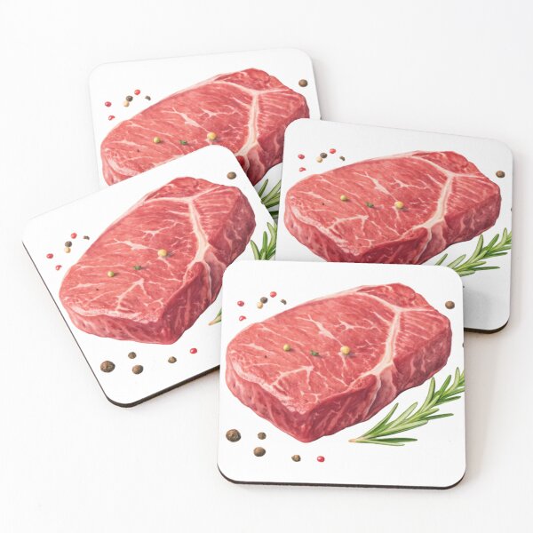 Item preview, Raw Marbled Beef Steak with Peppercorns and Rosemary on Black designed and sold by Creative88Art.