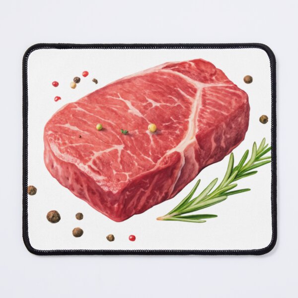 Item preview, Raw Marbled Beef Steak with Peppercorns and Rosemary on Black designed and sold by Creative88Art.