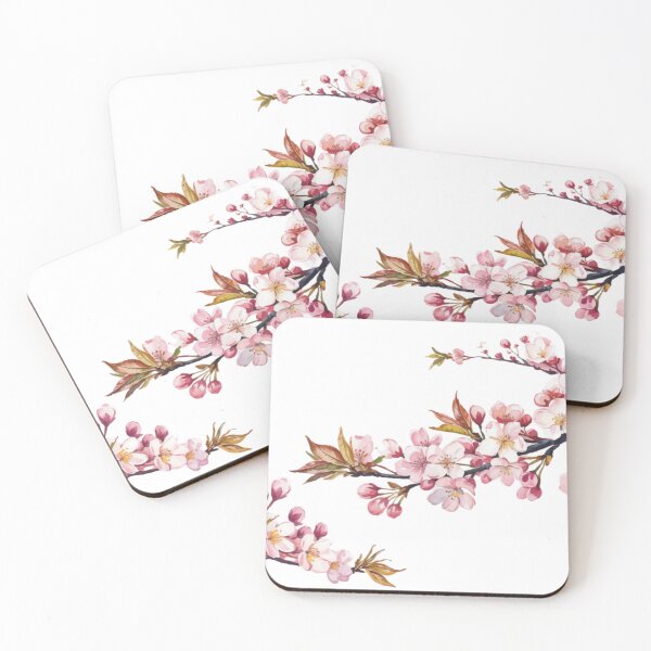 Item preview, Watercolor Illustration of Cherry Blossom Branches on Black Background designed and sold by Creative88Art.