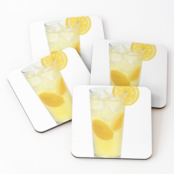 Item preview, Glass of Lemonade with Ice and Lemon Slices on Black Background designed and sold by Creative88Art.