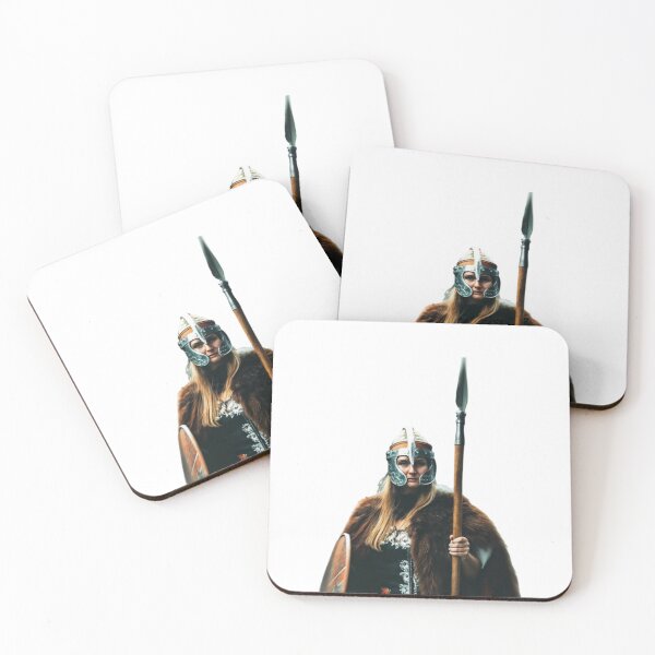 Item preview, Person in Viking Attire Holding Spear and Shield Against Dark Background designed and sold by Creative88Art.