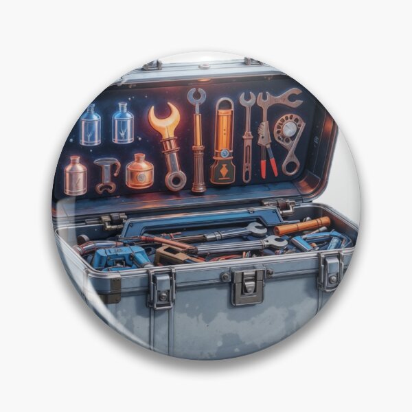 Item preview, Metallic Toolbox with Leather Handle and Organized Tools designed and sold by Creative88Art.
