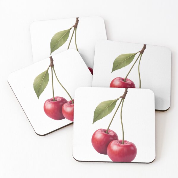 Item preview, Two Glossy Red Cherries with Green Leaf on Transparent Background designed and sold by Creative88Art.