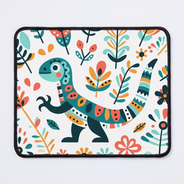 Item preview, Whimsical Tyrannosaurus Rex Bloom - Scandinavian Folk Art by heidiannemorris © designed and sold by FOLK ART FUSION by heidiannemorris.