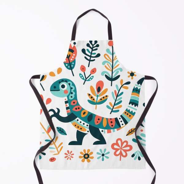 Item preview, Whimsical Tyrannosaurus Rex Bloom - Scandinavian Folk Art by heidiannemorris © designed and sold by FOLK ART FUSION.