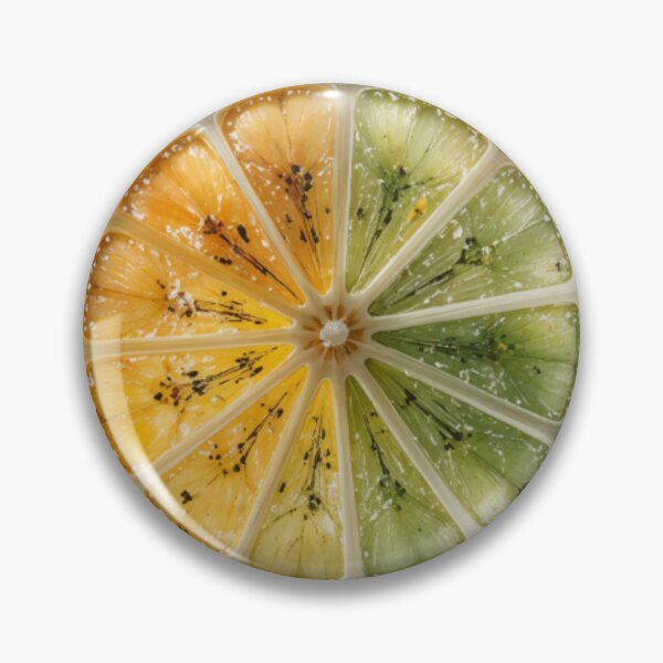 Item preview, Circular Citrus Slice with Orange and Green Segments on Black Background designed and sold by Creative88Art.