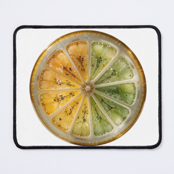 Item preview, Circular Citrus Slice with Orange and Green Segments on Black Background designed and sold by Creative88Art.