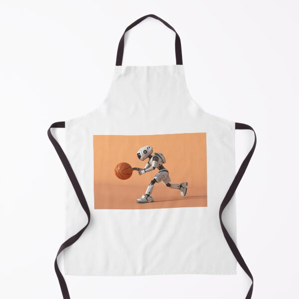 Item preview, Robot Dribbling a Basketball, orange minimal background designed and sold by elkuni.