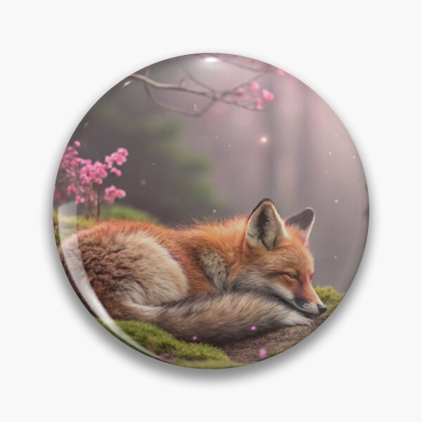 Item preview, Sleeping Fox Kit in a Magical Pink Forest designed and sold by elkuni.