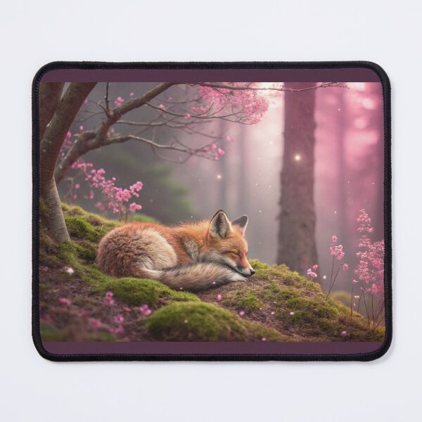 Item preview, Sleeping Fox Kit in a Magical Pink Forest designed and sold by elkuni.
