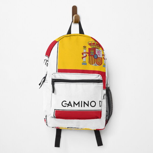 Item preview, camino de santiago- SPANISH FLAG BACKPACKER, shirt or sticker designed and sold by designkb.