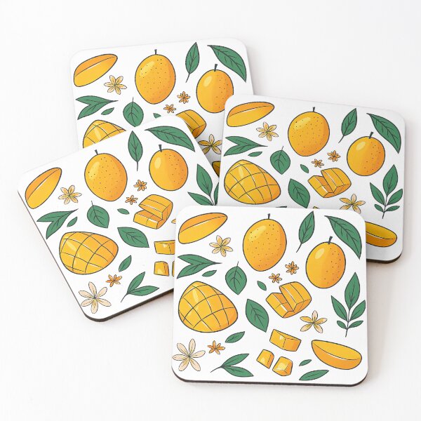 Item preview, Cute Mango Fruit Pattern with Leaves and Flowers Illustration designed and sold by ArtfulWeave.