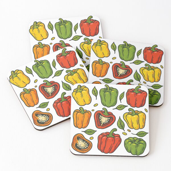 Item preview, Cute Bell Pepper Pattern with Red Green Yellow and Orange Peppers Illustration designed and sold by ArtfulWeave.