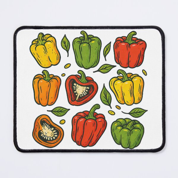 Item preview, Cute Bell Pepper Pattern with Red Green Yellow and Orange Peppers Illustration designed and sold by ArtfulWeave.