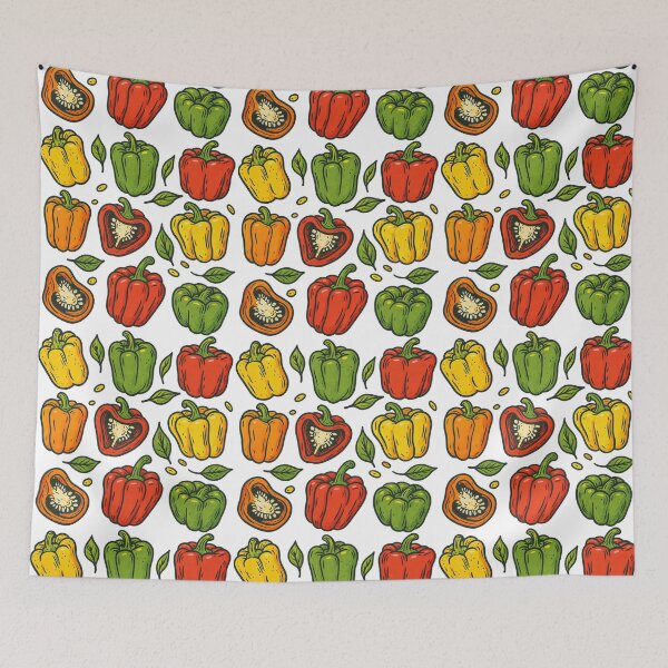 Item preview, Cute Bell Pepper Pattern with Red Green Yellow and Orange Peppers Illustration designed and sold by ArtfulWeave.