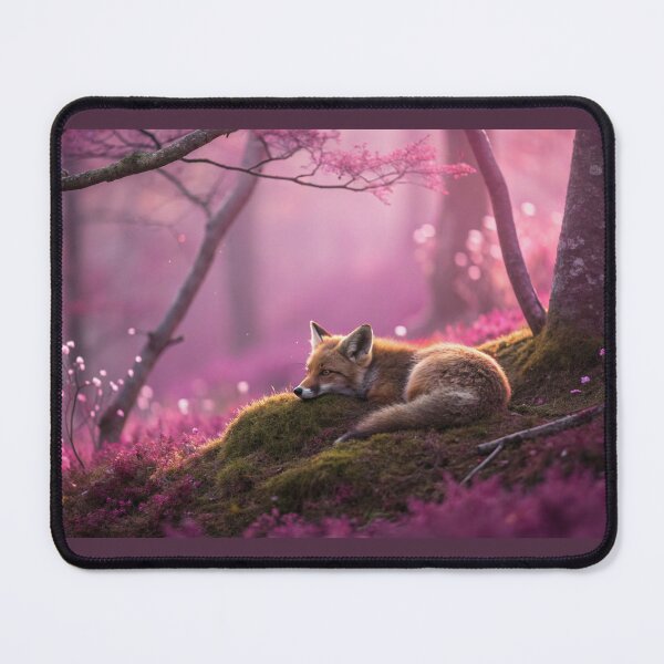 Item preview, Sleeping Fox Kit in a Magical Pink Forest designed and sold by elkuni.