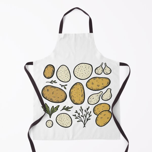 Aperçu de l'œuvre Motif de pommes de terre mignon avec des tranches de pommes de terre entières et une illustration de feuilles créée et vendue par ArtfulWeave.