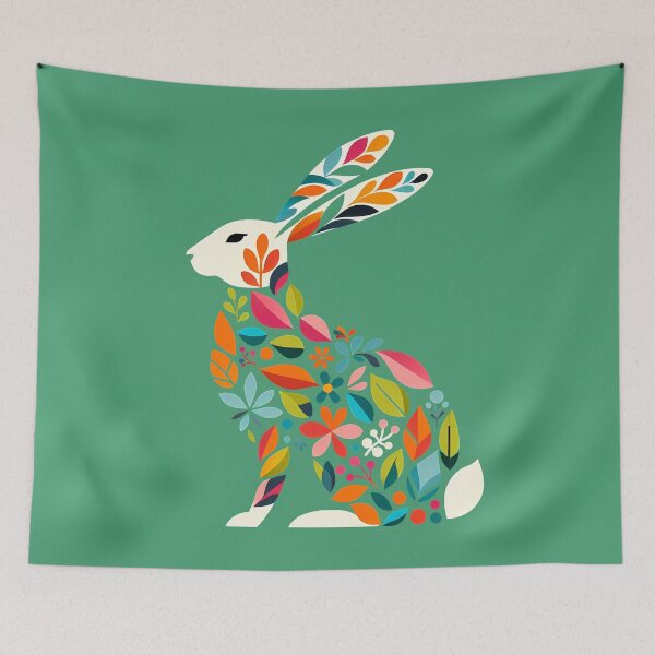 Item preview, Whimsical Woodland Hare - Scandinavian Folk Art by heidiannemorris © designed and sold by FOLK ART FUSION by heidiannemorris.