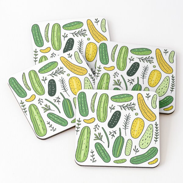 Item preview, Cute Cucumber Pattern with Green and Yellow Cucumbers and Leaves Illustration designed and sold by ArtfulWeave.