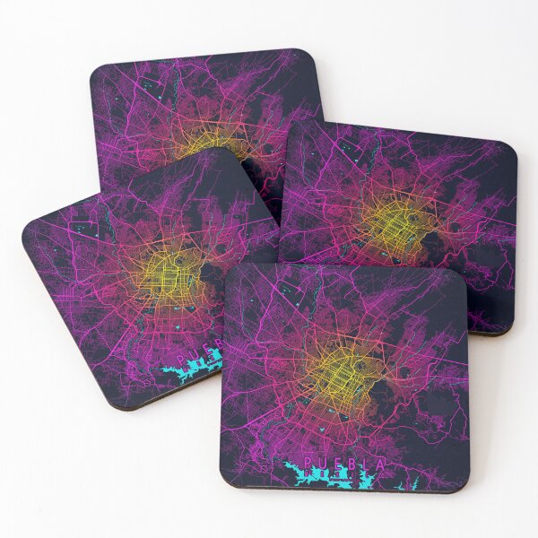 Item preview, Puebla City Map of Mexico - Neon designed and sold by deMAP.