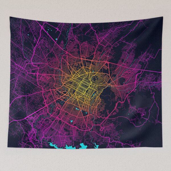 Item preview, Puebla City Map of Mexico - Neon designed and sold by deMAP.