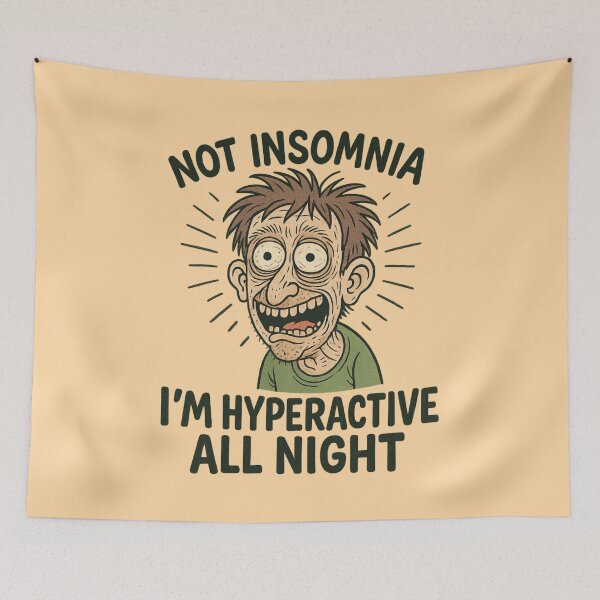 Item preview, Not Insomnia – Hyperactive All Night Funny Meme Cartoon designed and sold by Just Meaningful.