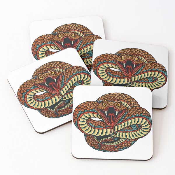 Item preview, Fierce Coiled Rattlesnake Traditional Tattoo Art designed and sold by ArtfulWeave.