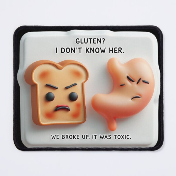 Item preview, Funny Gluten Free Joke – Bread & Stomach Breakup Pun designed and sold by MomentumbyOla.