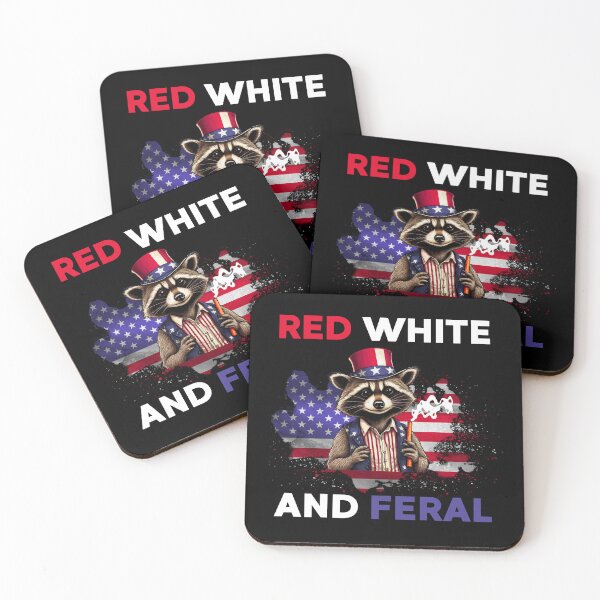 Item preview, Red White And Feral Funny Raccoon 4th Of July Patriotic Flag designed and sold by ZACK ART.