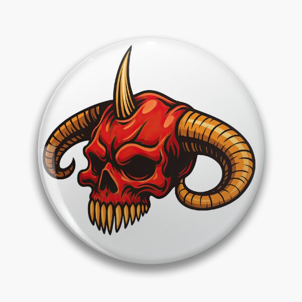 Item preview, Flaming Demon Skull with Horns Tattoo Illustration designed and sold by ArtfulWeave.