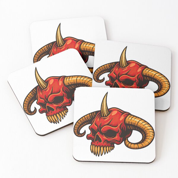 Item preview, Flaming Demon Skull with Horns Tattoo Illustration designed and sold by ArtfulWeave.