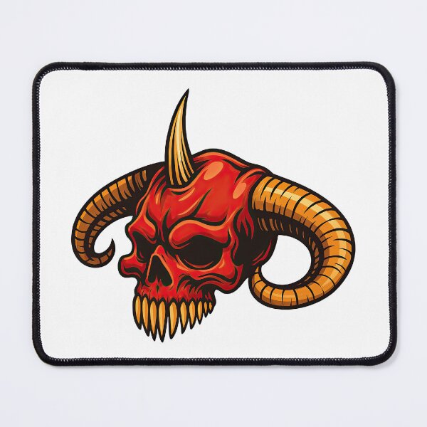Item preview, Flaming Demon Skull with Horns Tattoo Illustration designed and sold by ArtfulWeave.