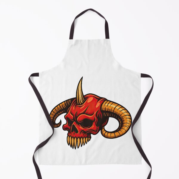 Item preview, Flaming Demon Skull with Horns Tattoo Illustration designed and sold by ArtfulWeave.