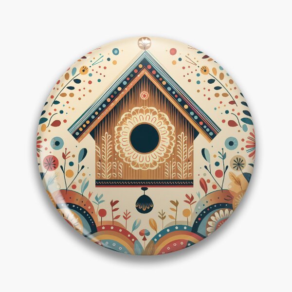 Item preview, Whimsical Folk Birdhouse - Scandinavian Folk Art by heidiannemorris © designed and sold by FOLK ART FUSION by heidiannemorris.