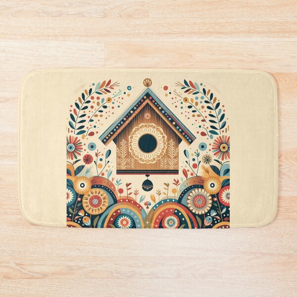 Item preview, Whimsical Folk Birdhouse - Scandinavian Folk Art by heidiannemorris © designed and sold by FOLK ART FUSION by heidiannemorris.
